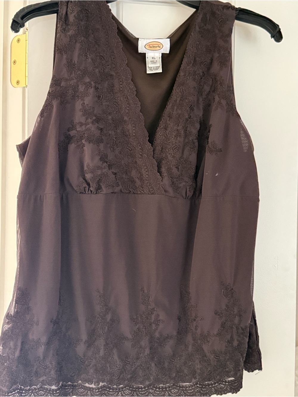 Talbots Brown Lace-Trim V-Neck Camisole